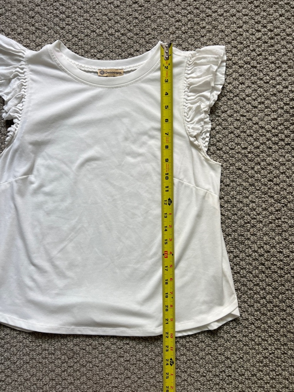 Democracy White Ruffle Sleeve Tank Top Shirt with Frill Shoulders size Small - Picture 4 of 5